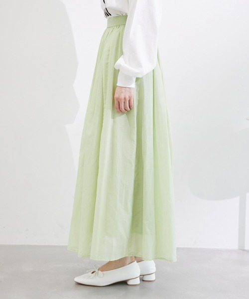 ROPE' PICNIC（ロペピクニック）の「綿シルクシアーボリュームタックスカート（スカート・レディース・オフホワイト/ピンク/ライトグリーン・38）」の15枚目の写真