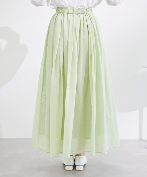 ROPE' PICNIC（ロペピクニック）の「綿シルクシアーボリュームタックスカート（スカート・レディース・オフホワイト/ピンク/ライトグリーン・38）」の16枚目の写真