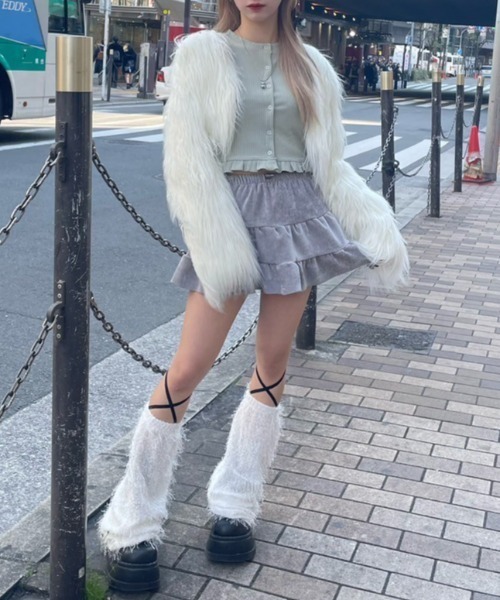 UGLY SHADOW(アグリーシャドウ)の「韓国ブランド Uglyshadow アグリーシャドウ VELVET CANCAN SKIRT ボトムス ボトム スカート ミニスカ ミニスカート ベルベット ベルベットスカート ミニ丈 韓国ファッション(スカート・レディース・ブラウン/ブラック/グレー・ONE SIZE)」の13枚目の写真