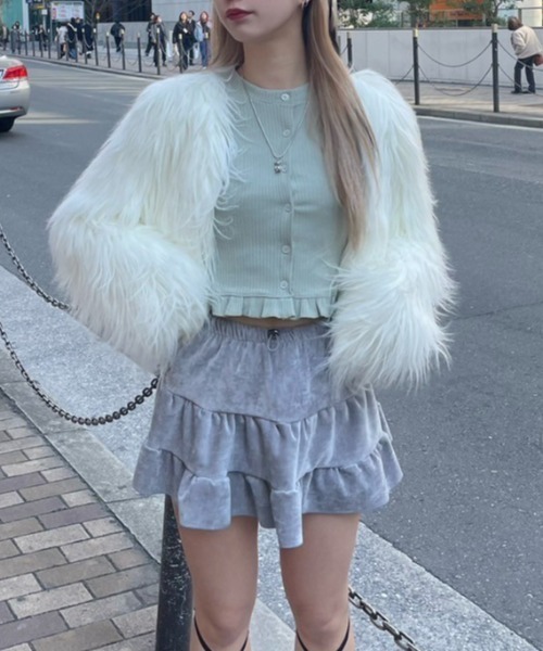 UGLY SHADOW(アグリーシャドウ)の「韓国ブランド Uglyshadow アグリーシャドウ VELVET CANCAN SKIRT ボトムス ボトム スカート ミニスカ ミニスカート ベルベット ベルベットスカート ミニ丈 韓国ファッション(スカート・レディース・ブラウン/ブラック/グレー・ONE SIZE)」の14枚目の写真