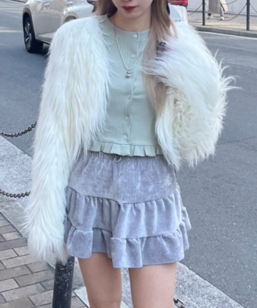 UGLY SHADOW(アグリーシャドウ)の「韓国ブランド Uglyshadow アグリーシャドウ VELVET CANCAN SKIRT ボトムス ボトム スカート ミニスカ ミニスカート ベルベット ベルベットスカート ミニ丈 韓国ファッション(スカート・レディース・ブラウン/ブラック/グレー・ONE SIZE)」の15枚目の写真