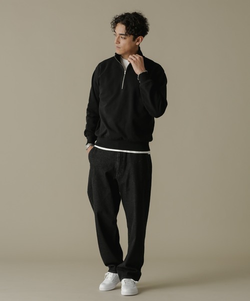 NANO universe（ナノユニバース）の「「NJ/CLUB」HOMESTOCK SORONA 裏毛ハーフジップスウェット(セットアップ可)（スウェット・メンズ・ブラック/ベージュ・M/L）」の3枚目の写真