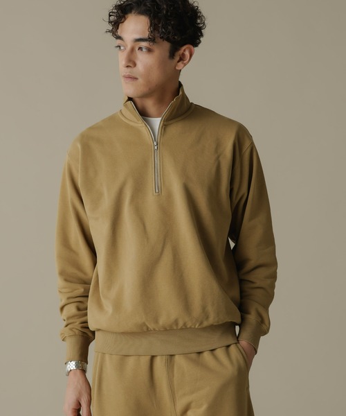 NANO universe（ナノユニバース）の「「NJ/CLUB」HOMESTOCK SORONA 裏毛ハーフジップスウェット(セットアップ可)（スウェット・メンズ・ブラック/ベージュ・M/L）」の4枚目の写真