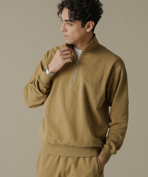 NANO universe（ナノユニバース）の「「NJ/CLUB」HOMESTOCK SORONA 裏毛ハーフジップスウェット(セットアップ可)（スウェット・メンズ・ブラック/ベージュ・M/L）」の6枚目の写真