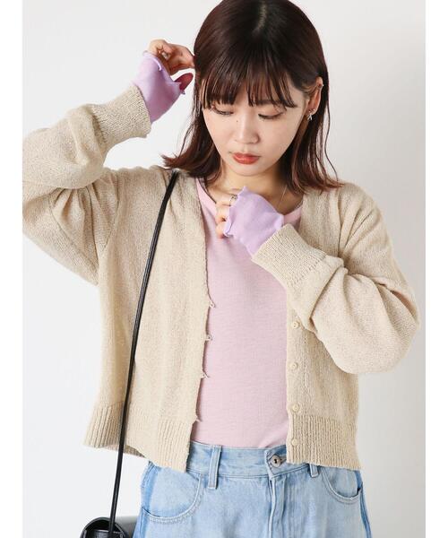 ehka sopo(エヘカソポ)の「袖配色シアーカットソー(Tシャツ/カットソー・レディース・オフホワイト/ブラック/ピンク・F)」の3枚目の写真