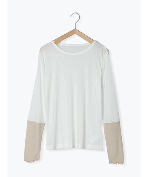 ehka sopo(エヘカソポ)の「袖配色シアーカットソー(Tシャツ/カットソー・レディース・オフホワイト/ブラック/ピンク・F)」の18枚目の写真