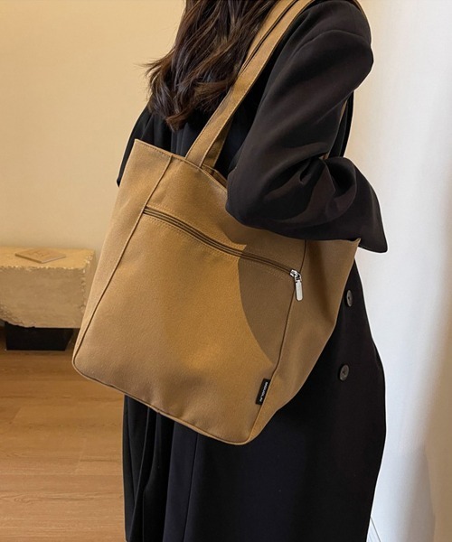 Miniministore（ミニミニストア）の「キャンバストートバッグ 韓国肩掛けバッグ（トートバッグ・レディース・ベージュ/ブラック/アイボリー/キャメル/ブラック系2・FREE）」の5枚目の写真