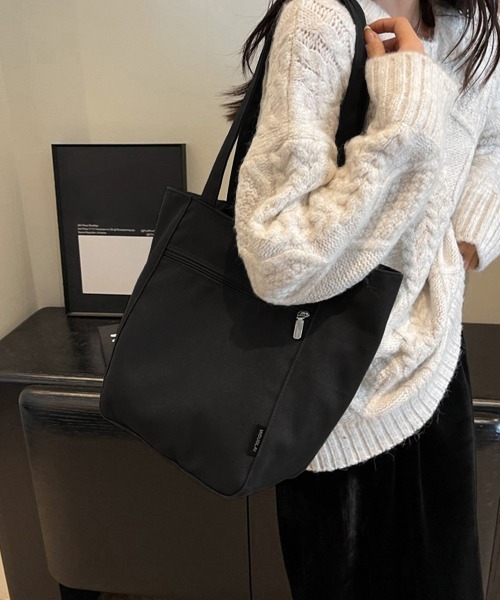 Miniministore（ミニミニストア）の「キャンバストートバッグ 韓国肩掛けバッグ（トートバッグ・レディース・ベージュ/ブラック/アイボリー/キャメル/ブラック系2・FREE）」の3枚目の写真