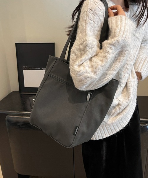 Miniministore（ミニミニストア）の「キャンバストートバッグ 韓国肩掛けバッグ（トートバッグ・レディース・ベージュ/ブラック/アイボリー/キャメル/ブラック系2・FREE）」の2枚目の写真