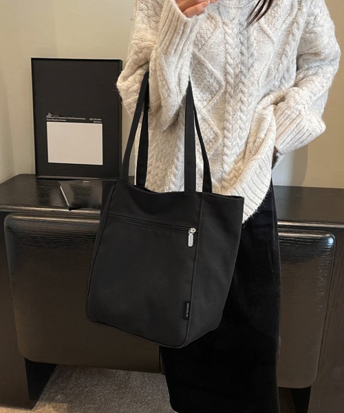 Miniministore（ミニミニストア）の「キャンバストートバッグ 韓国肩掛けバッグ（トートバッグ・レディース・ベージュ/ブラック/アイボリー/キャメル/ブラック系2・FREE）」の7枚目の写真