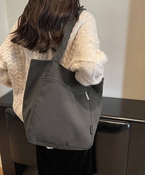 Miniministore（ミニミニストア）の「キャンバストートバッグ 韓国肩掛けバッグ（トートバッグ・レディース・ベージュ/ブラック/アイボリー/キャメル/ブラック系2・FREE）」の8枚目の写真