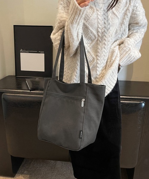 Miniministore（ミニミニストア）の「キャンバストートバッグ 韓国肩掛けバッグ（トートバッグ・レディース・ベージュ/ブラック/アイボリー/キャメル/ブラック系2・FREE）」の9枚目の写真