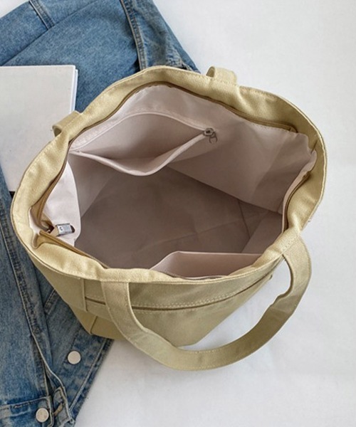 Miniministore（ミニミニストア）の「キャンバストートバッグ 韓国肩掛けバッグ（トートバッグ・レディース・ベージュ/ブラック/アイボリー/キャメル/ブラック系2・FREE）」の18枚目の写真