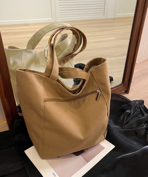 Miniministore（ミニミニストア）の「キャンバストートバッグ 韓国肩掛けバッグ（トートバッグ・レディース・ベージュ/ブラック/アイボリー/キャメル/ブラック系2・FREE）」の20枚目の写真