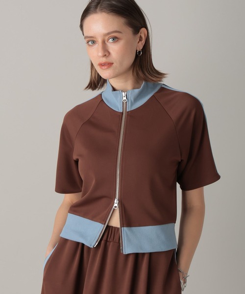 FOREVER 21(フォーエバー トゥエンティーワン)の「【2024SS】半袖トラックジャケット(ジャージ・レディース・ブラック/オフホワイト/ライトブラウン・FREE)」の4枚目の写真