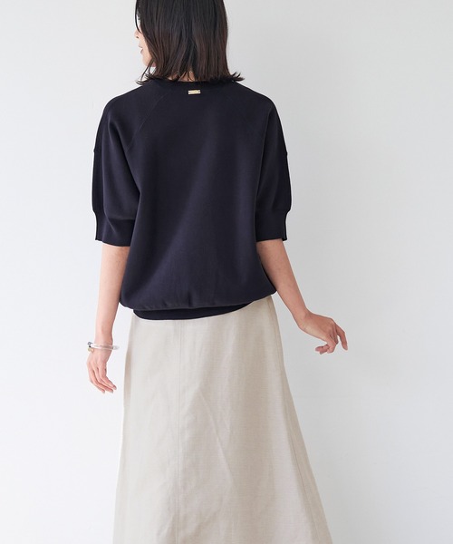 MICA&DEAL（マイカ＆ディール）の「スムースニットハーフスリーブニットプルオーバー（ニット/セーター・レディース・ライトベージュ/ライトブルー/ピンク/ダークネイビー・FREE）」の17枚目の写真