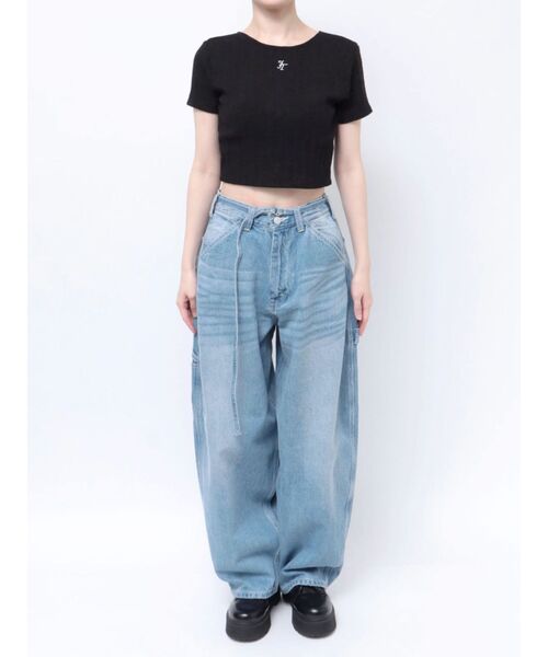 jouetie（ジュエティ）の「ハーフスリーブバックオープンリボントップス（Tシャツ/カットソー・レディース・ブラック/オフホワイト/ピンク/その他1・MEDIUM）」の8枚目の写真