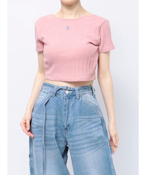 jouetie（ジュエティ）の「ハーフスリーブバックオープンリボントップス（Tシャツ/カットソー・レディース・ブラック/オフホワイト/ピンク/その他1・MEDIUM）」の14枚目の写真