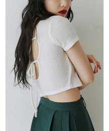 jouetie | ハーフスリーブバックオープンリボントップス(Tシャツ/カットソー)