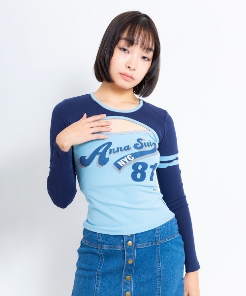 ANNA SUI NYC(アナ スイ エヌ ワイ シー)の「ANNA SUI NYC SPORT クレリック ロングスリーブ Tシャツ 【SP】(Tシャツ/カットソー・レディース・グレー/ブルー/ブラック・M/S)」の3枚目の写真