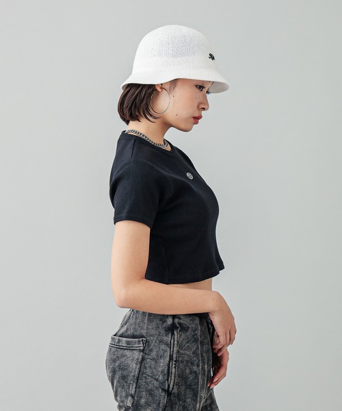 X-girl（エックスガール）の「LOGO BUCKET HAT（ハット・レディース・ブラック/ホワイト・ONE SIZE）」の8枚目の写真