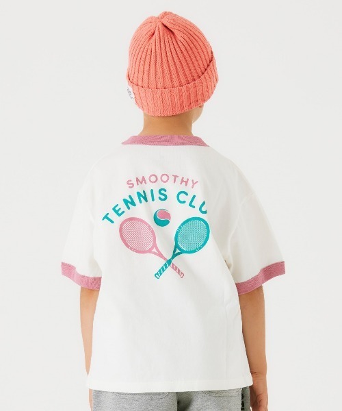 Smoothy（スムージー）の「Smoothy Ringer T shirt / スムージー リンガー Tシャツ（Tシャツ/カットソー・キッズ・ホワイト×ピンク/パープル系その他・SMALL/MEDIUM/LARGE/X-LARGE）」の5枚目の写真