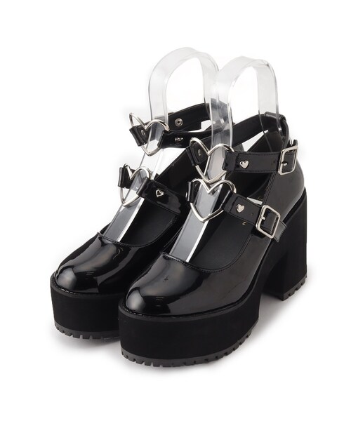 cs T&P（シーエスティーアンドピー）の「厚底ハートベルト付きパンプス 24SS（パンプス・レディース・ブラック/ブラック系1/ピンク系・S/M/L/LL）」の4枚目の写真