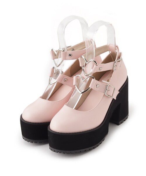 cs T&P（シーエスティーアンドピー）の「厚底ハートベルト付きパンプス 24SS（パンプス・レディース・ブラック/ブラック系1/ピンク系・S/M/L/LL）」の5枚目の写真