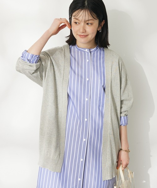 CRAFT STANDARD BOUTIQUE（クラフトスタンダードブティック）の「強撚綿ニットカーディガン（カーディガン/ボレロ・レディース・アイボリー/ネイビー/イエロー/レッド/グレー・FREE）」の3枚目の写真