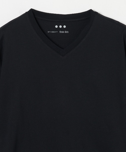three dots(スリードッツ)の「パウダリーコットン VネックTシャツ(Tシャツ/カットソー・メンズ・ホワイト/ネイビー/ブラック/ライトグレー・LARGE/MEDIUM/SMALL)」の14枚目の写真