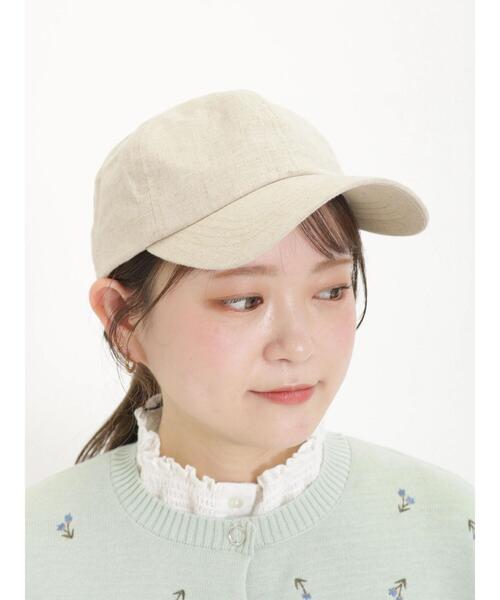 Samansa Mos2（サマンサ モスモス）の「リネンバックロゴ刺繍キャップ（ハット・レディース・ネイビー/ベージュ/キャメル・F）」の2枚目の写真