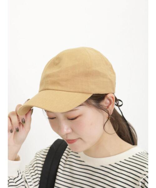 Samansa Mos2（サマンサ モスモス）の「リネンバックロゴ刺繍キャップ（ハット・レディース・ネイビー/ベージュ/キャメル・F）」の3枚目の写真