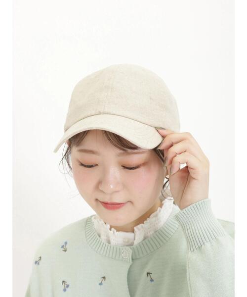 Samansa Mos2（サマンサ モスモス）の「リネンバックロゴ刺繍キャップ（ハット・レディース・ネイビー/ベージュ/キャメル・F）」の6枚目の写真