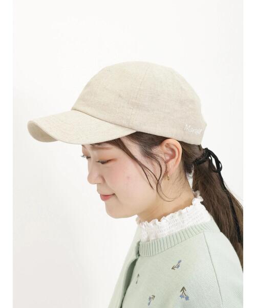 Samansa Mos2（サマンサ モスモス）の「リネンバックロゴ刺繍キャップ（ハット・レディース・ネイビー/ベージュ/キャメル・F）」の7枚目の写真