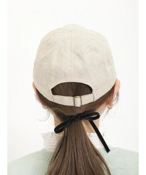 Samansa Mos2（サマンサ モスモス）の「リネンバックロゴ刺繍キャップ（ハット・レディース・ネイビー/ベージュ/キャメル・F）」の8枚目の写真