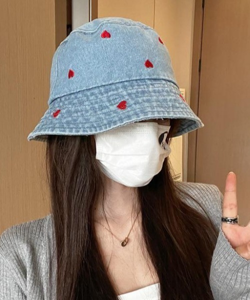 セール】ハート柄刺しゅうバケットハット（ハット）｜DIAVEL