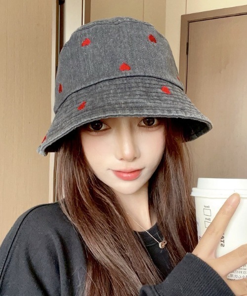 セール】ハート柄刺しゅうバケットハット（ハット）｜DIAVEL