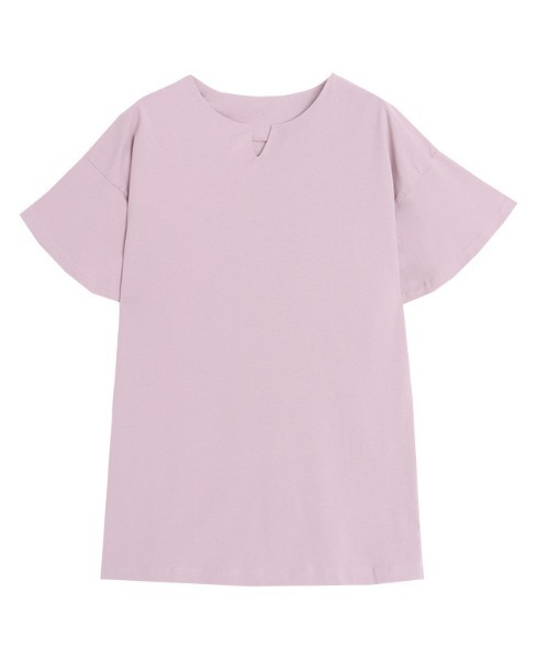 Pierrot（ピエロ）の「ロング丈フレアスリーブキーネックカットソー（Tシャツ/カットソー・レディース・ネイビー/サンドベージュ/ミント/オフホワイト/ブルー/ブラック/グレー系その他/ライトピンク・M/L）」の8枚目の写真