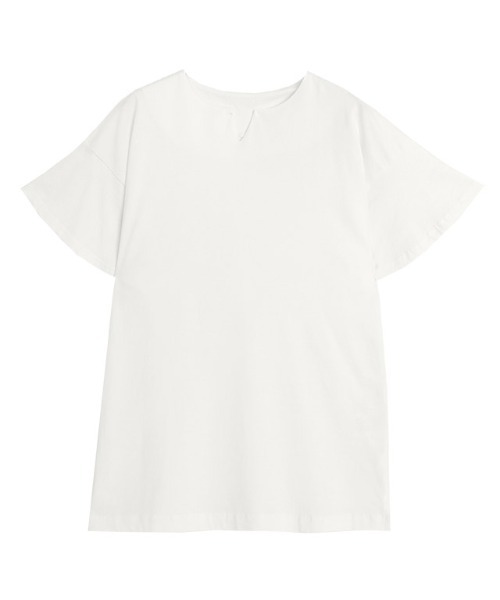 Pierrot（ピエロ）の「ロング丈フレアスリーブキーネックカットソー（Tシャツ/カットソー・レディース・ネイビー/サンドベージュ/ミント/オフホワイト/ブルー/ブラック/グレー系その他/ライトピンク・M/L）」の12枚目の写真