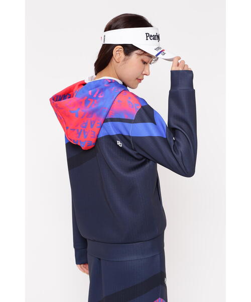 パーリーゲイツ ロゴグラデパネルプリント フーディ PEARLY GATES（パーリーゲイツ）の「【PEARLY GATES】ロゴグラデパネル