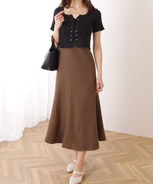Lace Ladies（レースレディース）の「フロント レースアップ コンパクト 半袖 トップス（Tシャツ/カットソー・レディース・ホワイト/ブラック/グレー・FREE）」の5枚目の写真