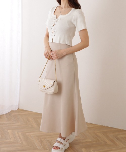 Lace Ladies（レースレディース）の「フロント レースアップ コンパクト 半袖 トップス（Tシャツ/カットソー・レディース・ホワイト/ブラック/グレー・FREE）」の13枚目の写真