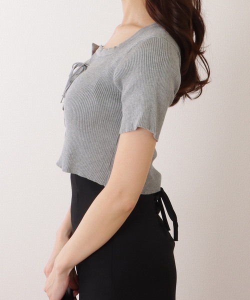 Lace Ladies（レースレディース）の「フロント レースアップ コンパクト 半袖 トップス（Tシャツ/カットソー・レディース・ホワイト/ブラック/グレー・FREE）」の19枚目の写真