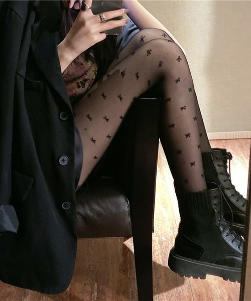 Jasmine Grandiflorum（ジャスミングランディフローラム）の「【Jasmine】リボンハート柄ストッキング（タイツ/ストッキング・レディース・ブラック系その他2/ブラック系その他/ベージュ系その他/ベージュ系その他2・FREE）」の21枚目の写真