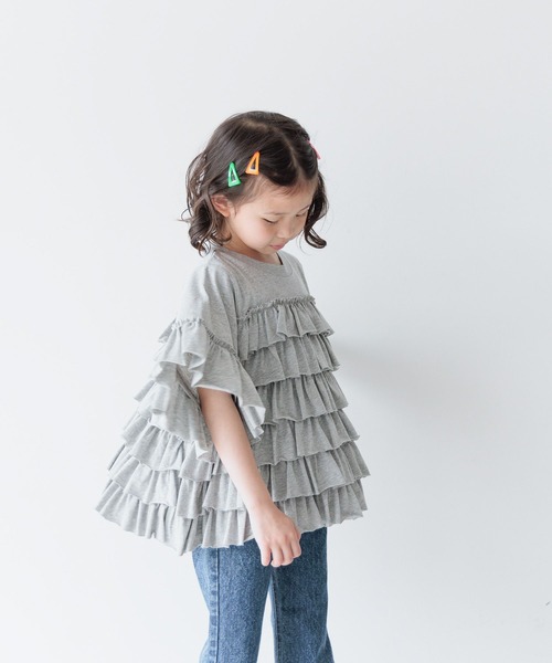 LOWRYS FARM（ローリーズファーム）の「カットフリルティアードTシャツＳＳ　 122367（Tシャツ/カットソー・キッズ・ホワイト/ブラック/グレー・110cm/120cm/130cm/140cm/150cm）」の21枚目の写真