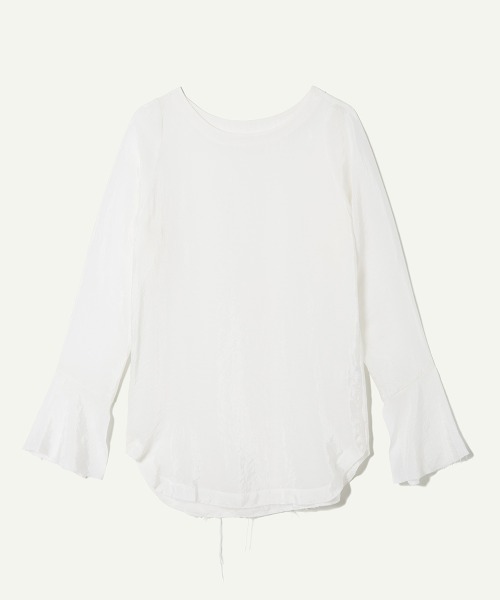 leinwande(ラインヴァンド)の「Cupro Flair Sleeve Top / キュプラフレアスリーブトップ(Tシャツ/カットソー・レディース・ブラック/ホワイト・FREE)」の5枚目の写真