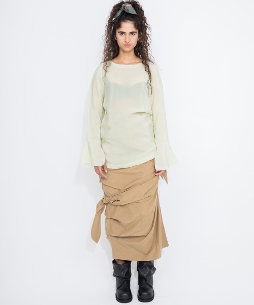 leinwande(ラインヴァンド)の「Cupro Flair Sleeve Top / キュプラフレアスリーブトップ(Tシャツ/カットソー・レディース・ブラック/ホワイト・FREE)」の12枚目の写真