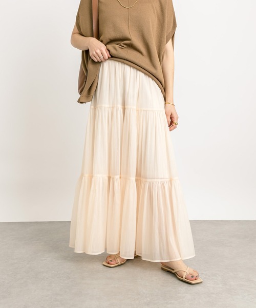 RIVE DROITE（リヴドロワ）の「オーガンジーボリュームスカート（スカート・レディース・アイボリー/ブラック・FREE）」の7枚目の写真