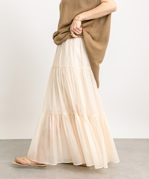 RIVE DROITE（リヴドロワ）の「オーガンジーボリュームスカート（スカート・レディース・アイボリー/ブラック・FREE）」の8枚目の写真