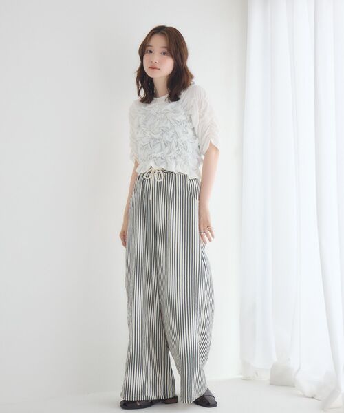RETRO GIRL(レトロガール)の「シャーリングカットソー(Tシャツ/カットソー・レディース・ナチュラル/グリーン/ブラック・FREE)」の5枚目の写真